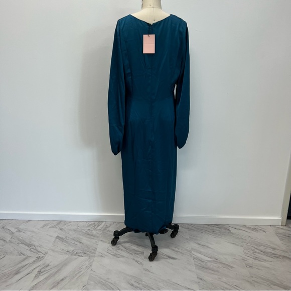 Fame and partners silk blue long sleeve midi dress us14 - Picture 3 of 5